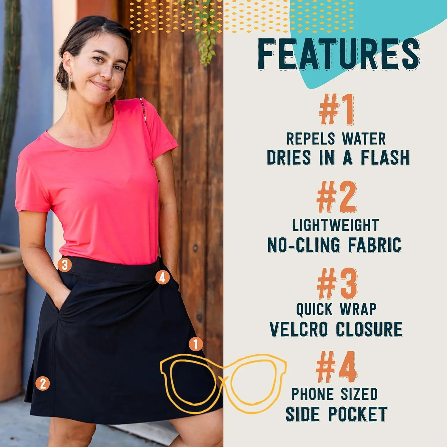 RipSkirt Hawaii Length 2 - Wrap Skirt for Women - Quick Dry Swim Cover-Up for Beach, Travel with Pocket