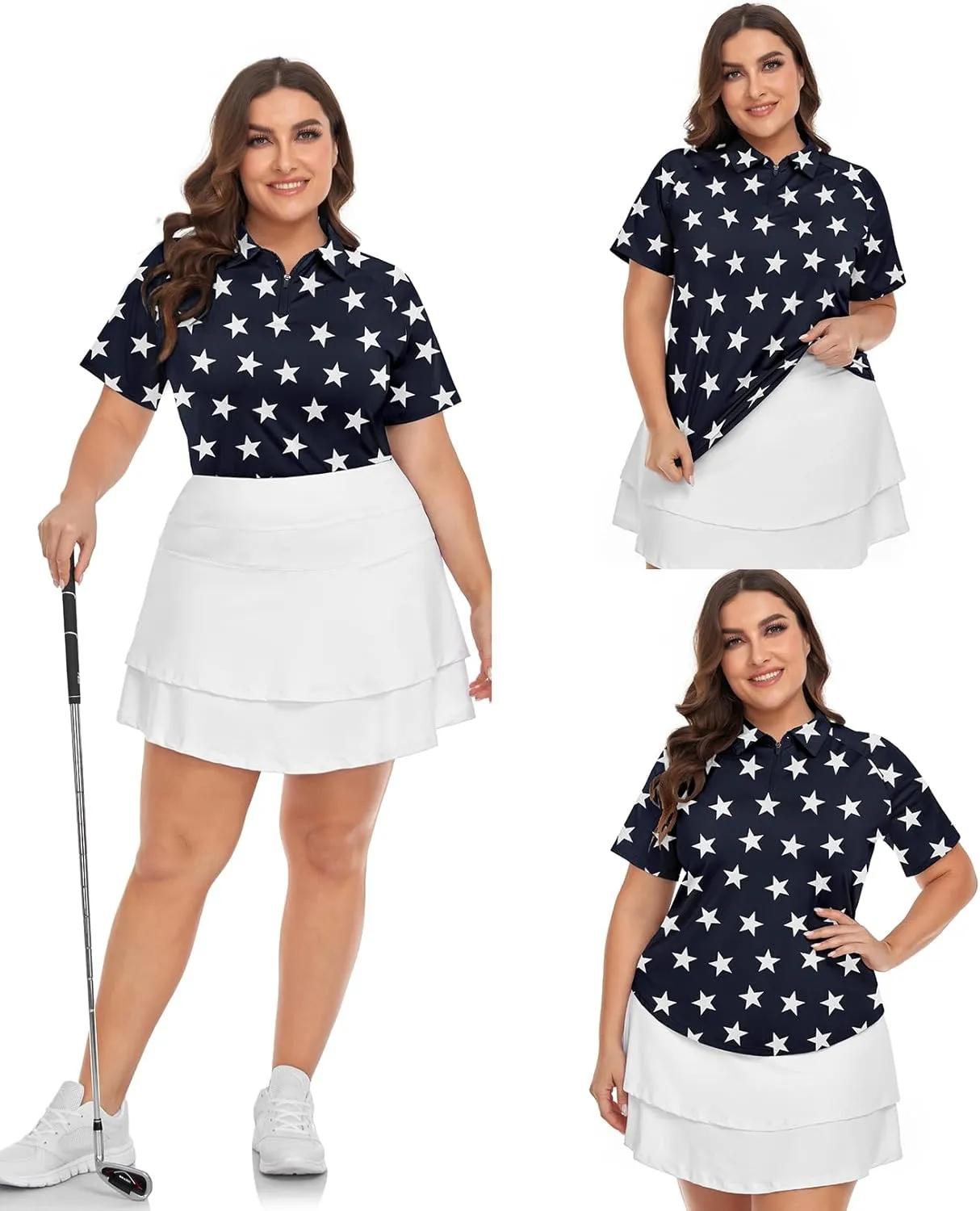 Soneven Women's Short Sleeve Golf Shirt Moisture Wicking Athletic Golf Polo Shirts Tennis Shirts
