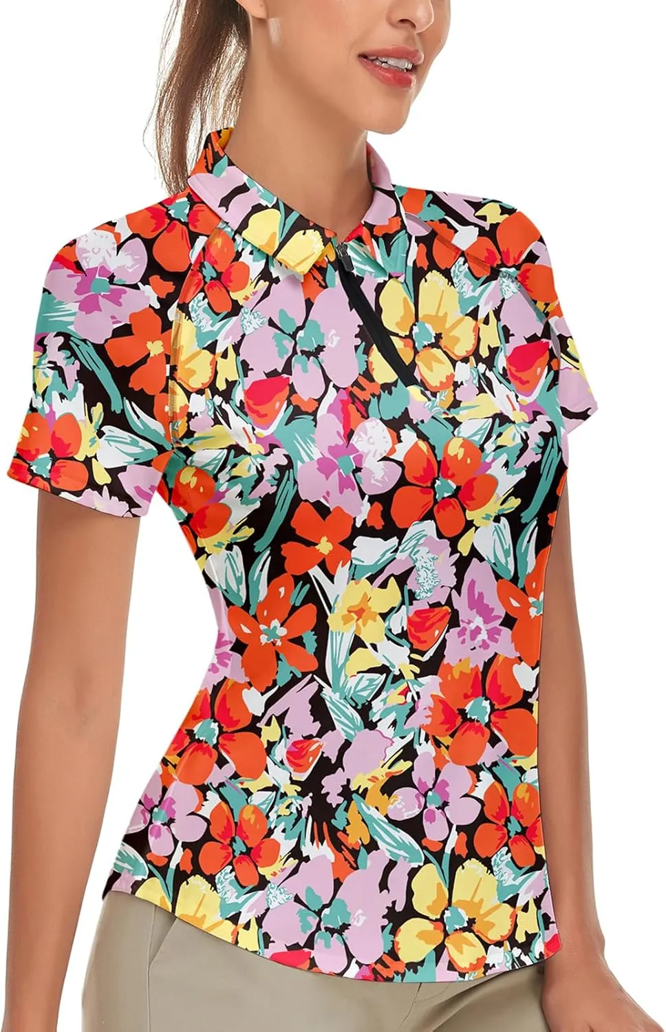 Soneven Women's Short Sleeve Golf Shirt Moisture Wicking Athletic Golf Polo Shirts Tennis Shirts