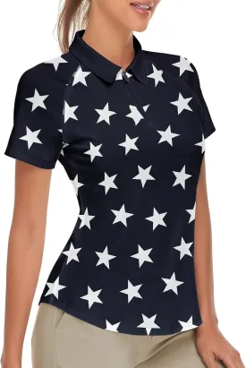 Soneven Women's Short Sleeve Golf Shirt Moisture Wicking Athletic Golf Polo Shirts Tennis Shirts