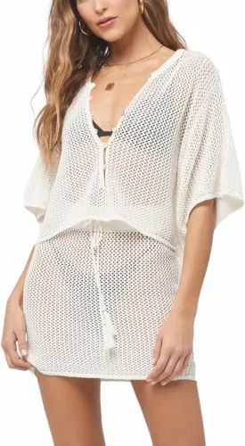 Sovoyontee Women's 2 Piece Swimsuit Coverup Crochet Hollow Out Bathing Suit Swim Beach Cover Up Crop Top Skirt Sets