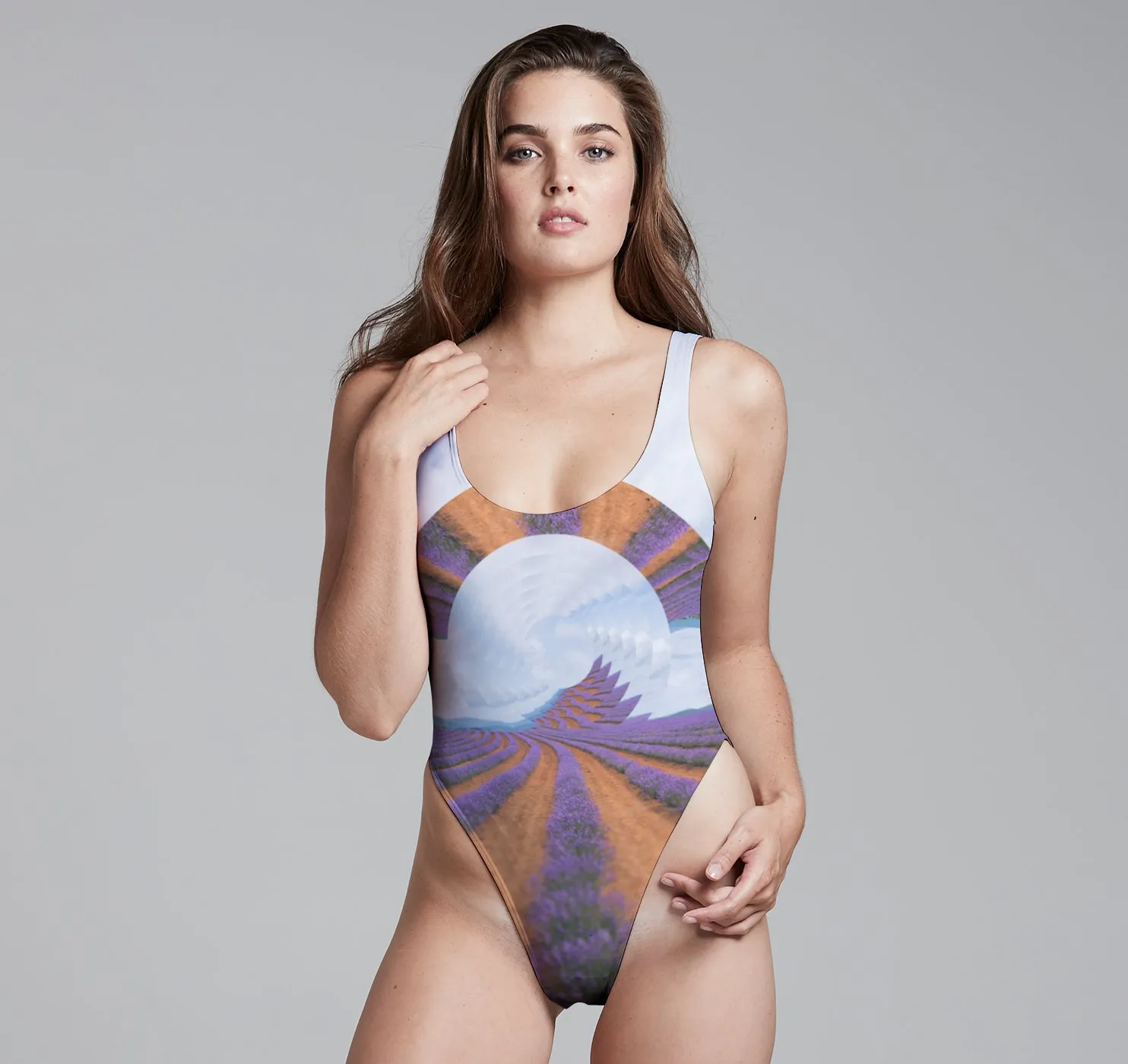 Swimsuit (Hi-Cut), Lavender Field