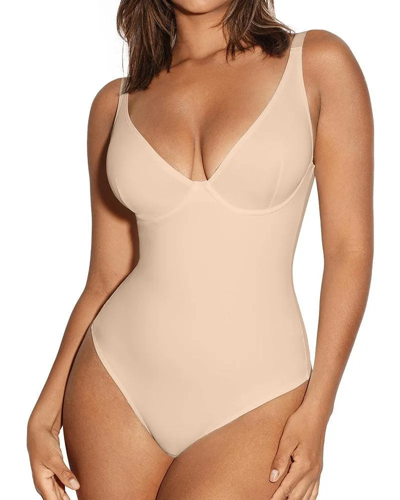 Tummy Control Slim Body Shaper Deep V Neck Thong Body Suits