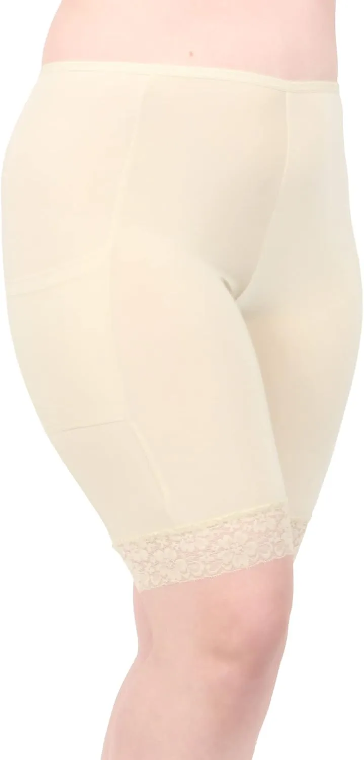Undersummers Shortlette Slip Shorts, Thigh Anti Chafing Shorts Women, Underwear with Leg Pockets and Leg Lace, 9