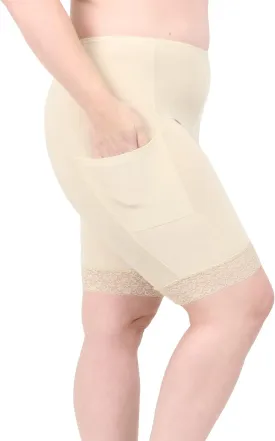 Undersummers Shortlette Slip Shorts, Thigh Anti Chafing Shorts Women, Underwear with Leg Pockets and Leg Lace, 9