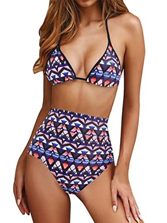 Upopby Sexy High Waist Triangle Sling Two Piece Bikini Set