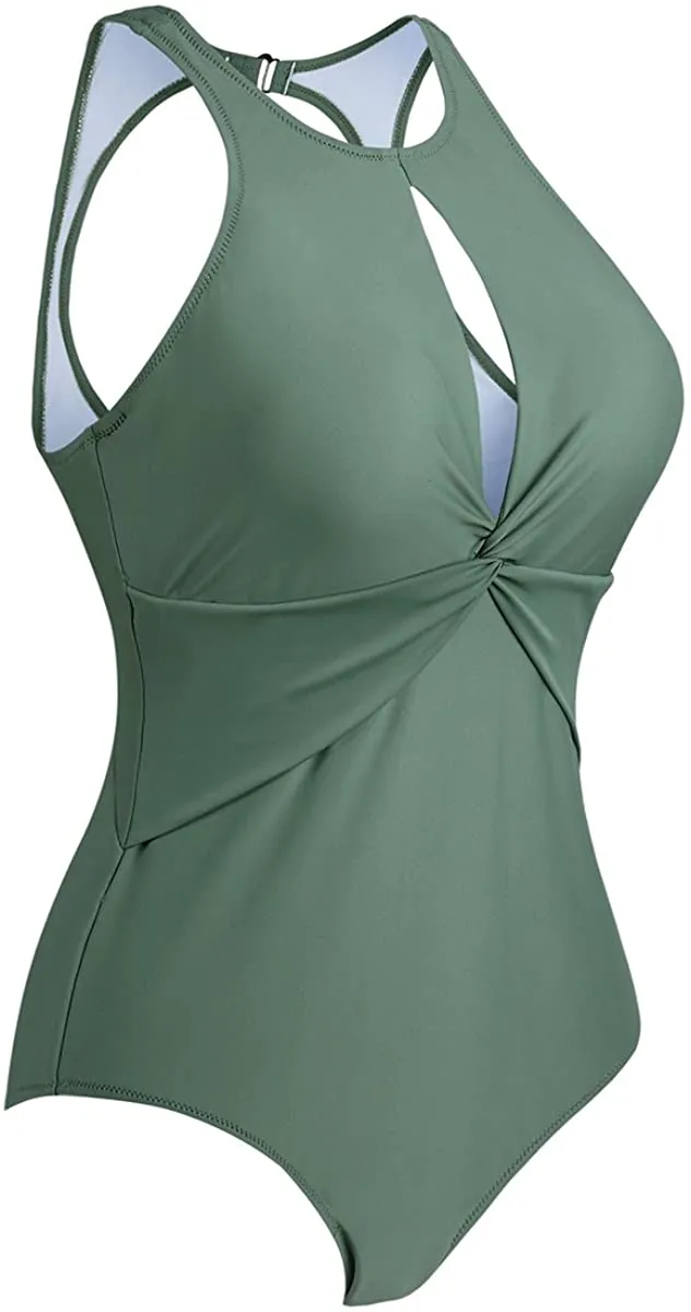 Upopby Women's High Neck Padded One-Piece Swimsuit