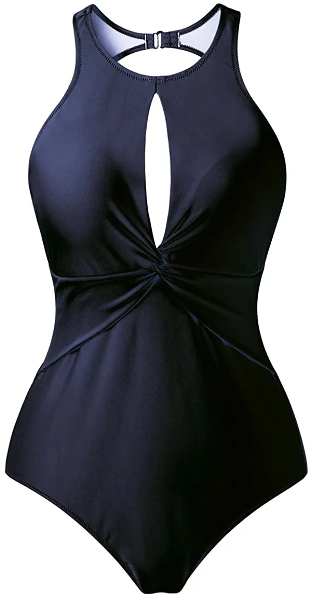 Upopby Women's High Neck Padded One-Piece Swimsuit