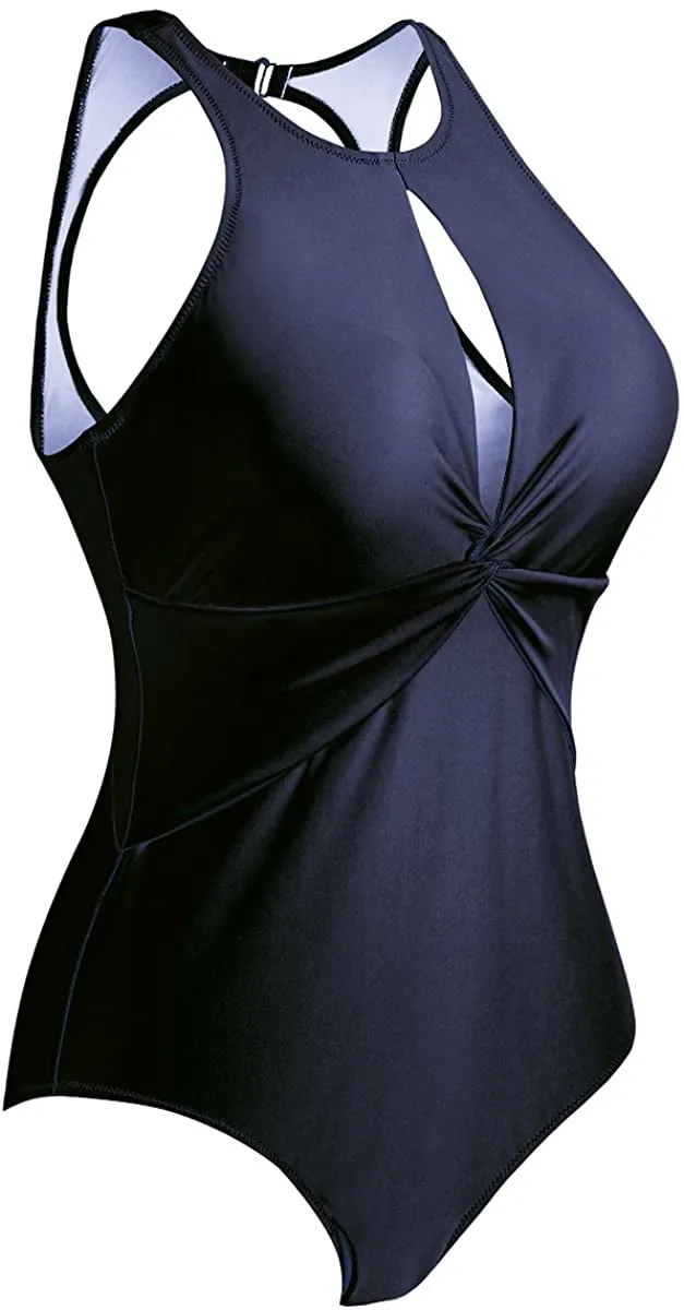Upopby Women's High Neck Padded One-Piece Swimsuit