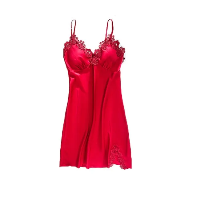 VenusFox Women Dressing Gown 5Piece Sexy Pajamas Set Lace Sling Shorts Summer Robe Sleepwear Lace Silk Satin Pajamas Set for Women