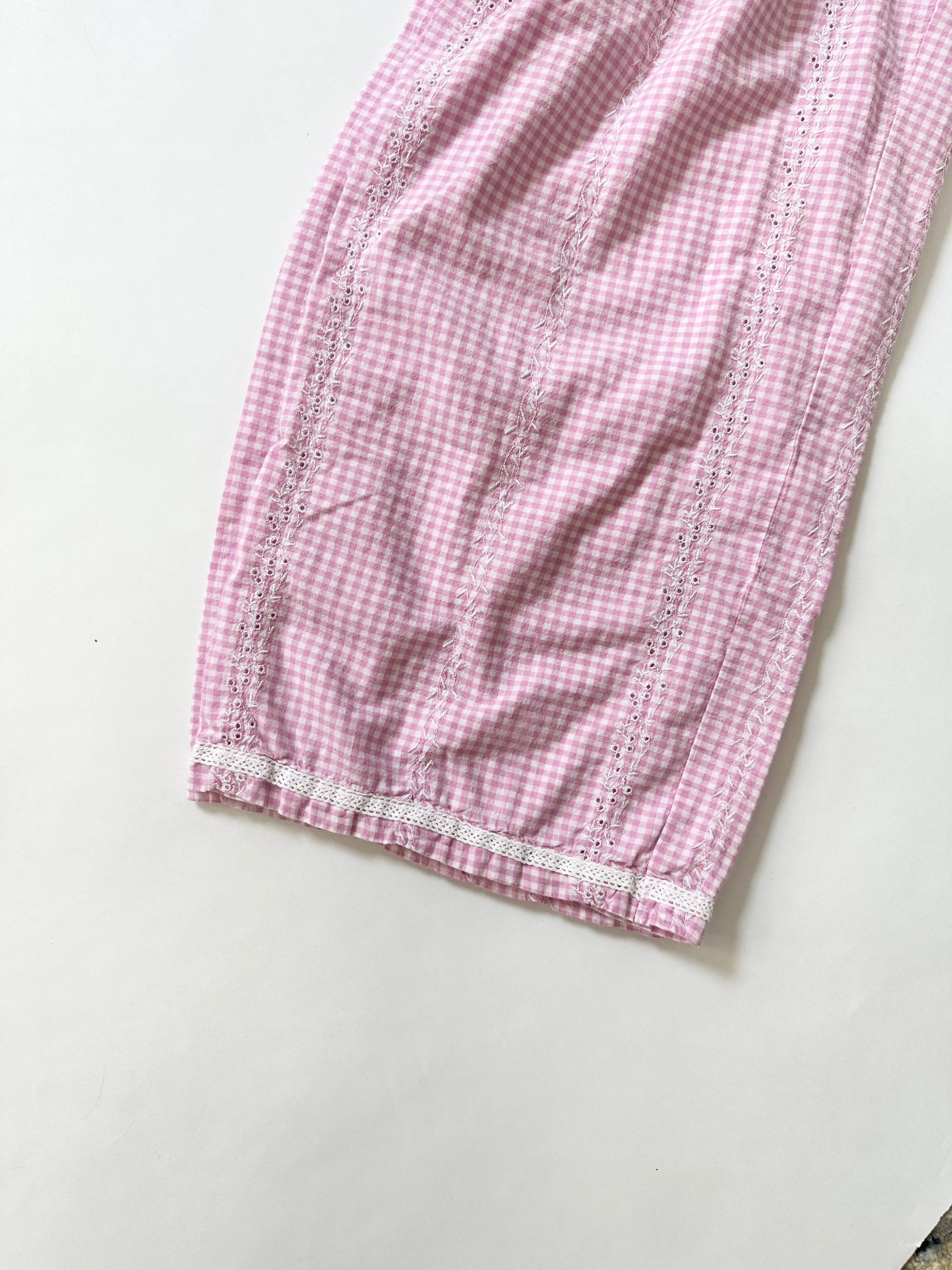 Vintage Victoria's Secret Pink Gingham Eyelet Sleep PJ Pants (L)