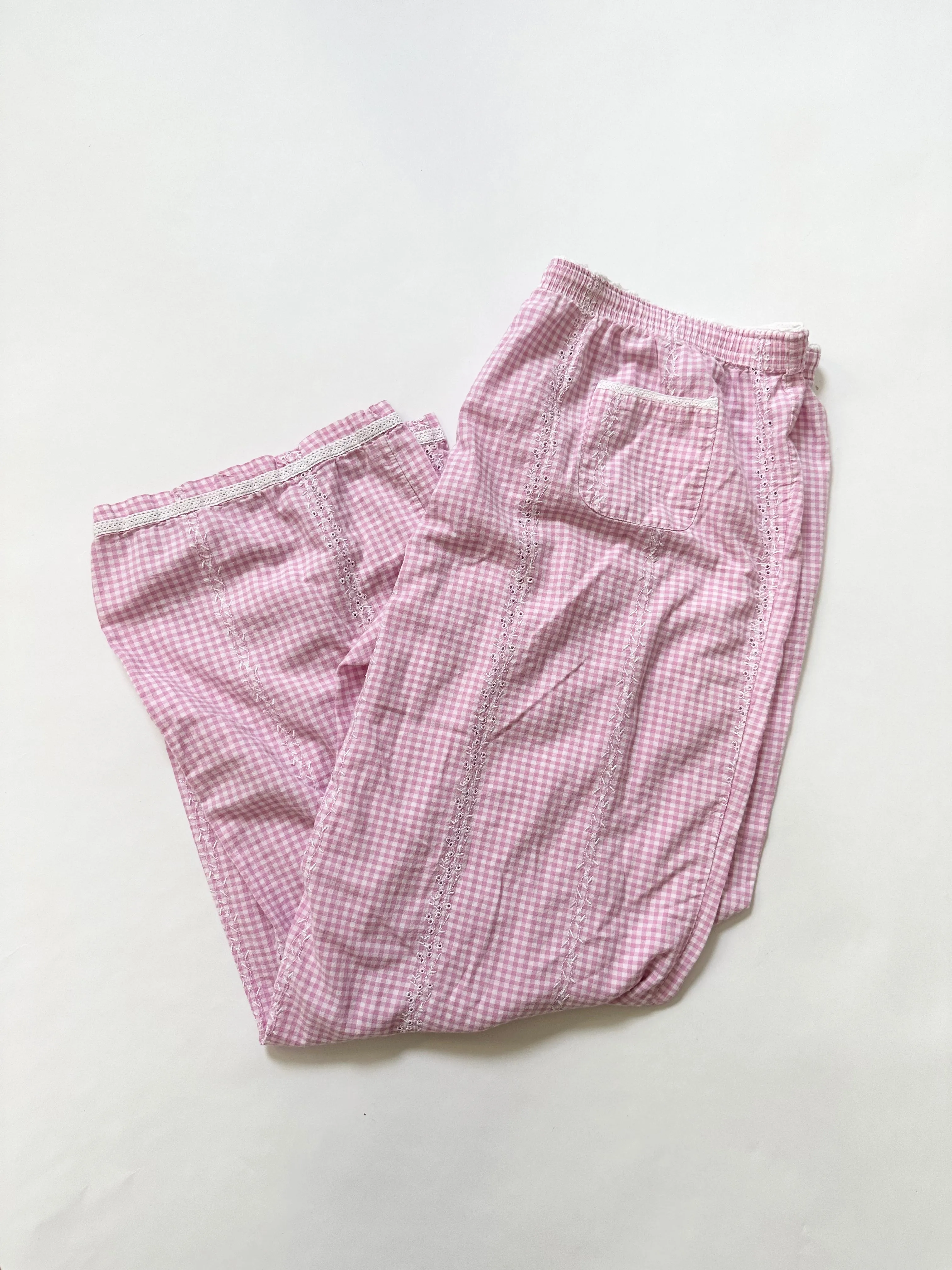 Vintage Victoria's Secret Pink Gingham Eyelet Sleep PJ Pants (L)