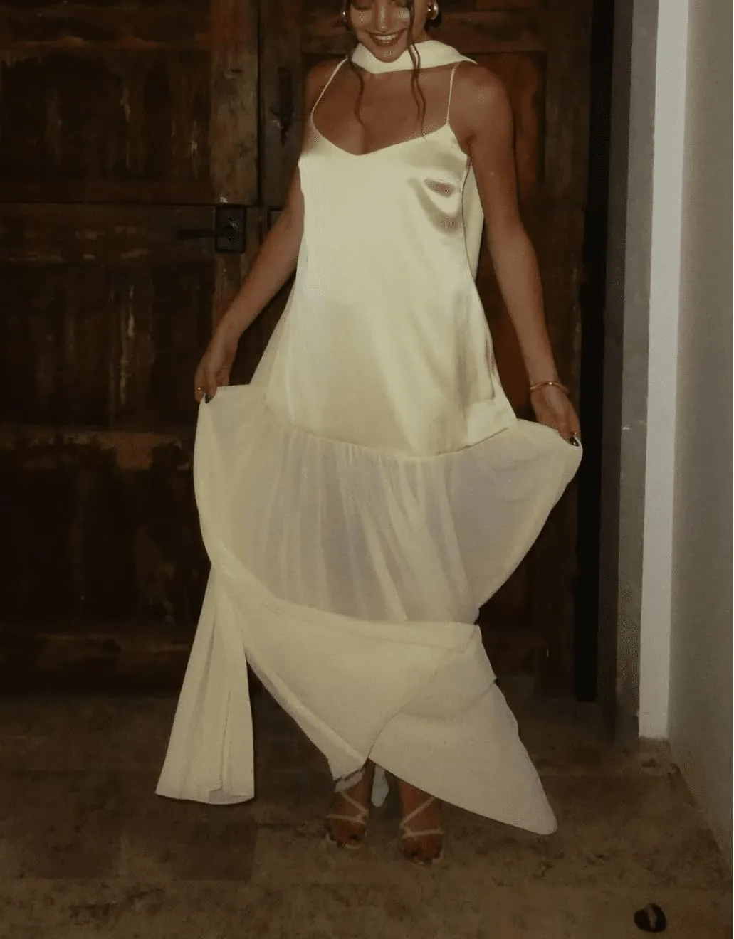 Women Y2k Boho Maxi Dress Floral Lace Sheer Tiered Flowy Cami Long Dress 2025 Summer Smocked Beach Sundress