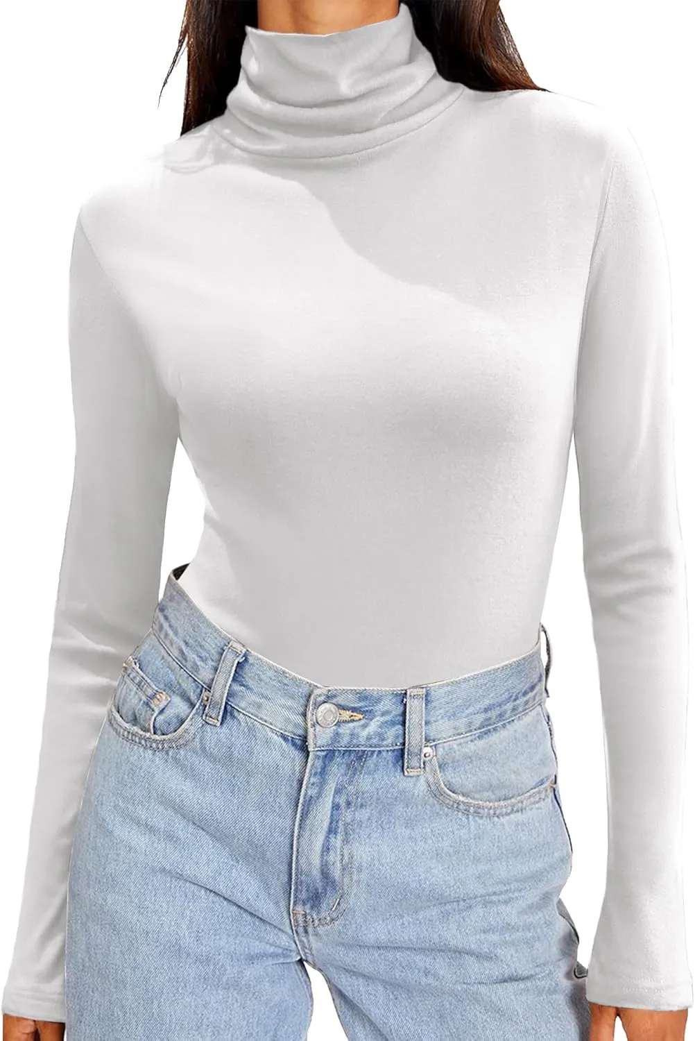 Zeagoo Womens Turtleneck Long Sleeve Shirts Soft Thermal Underwear Fall Fashion 2024 Tight Basic Layer Tops