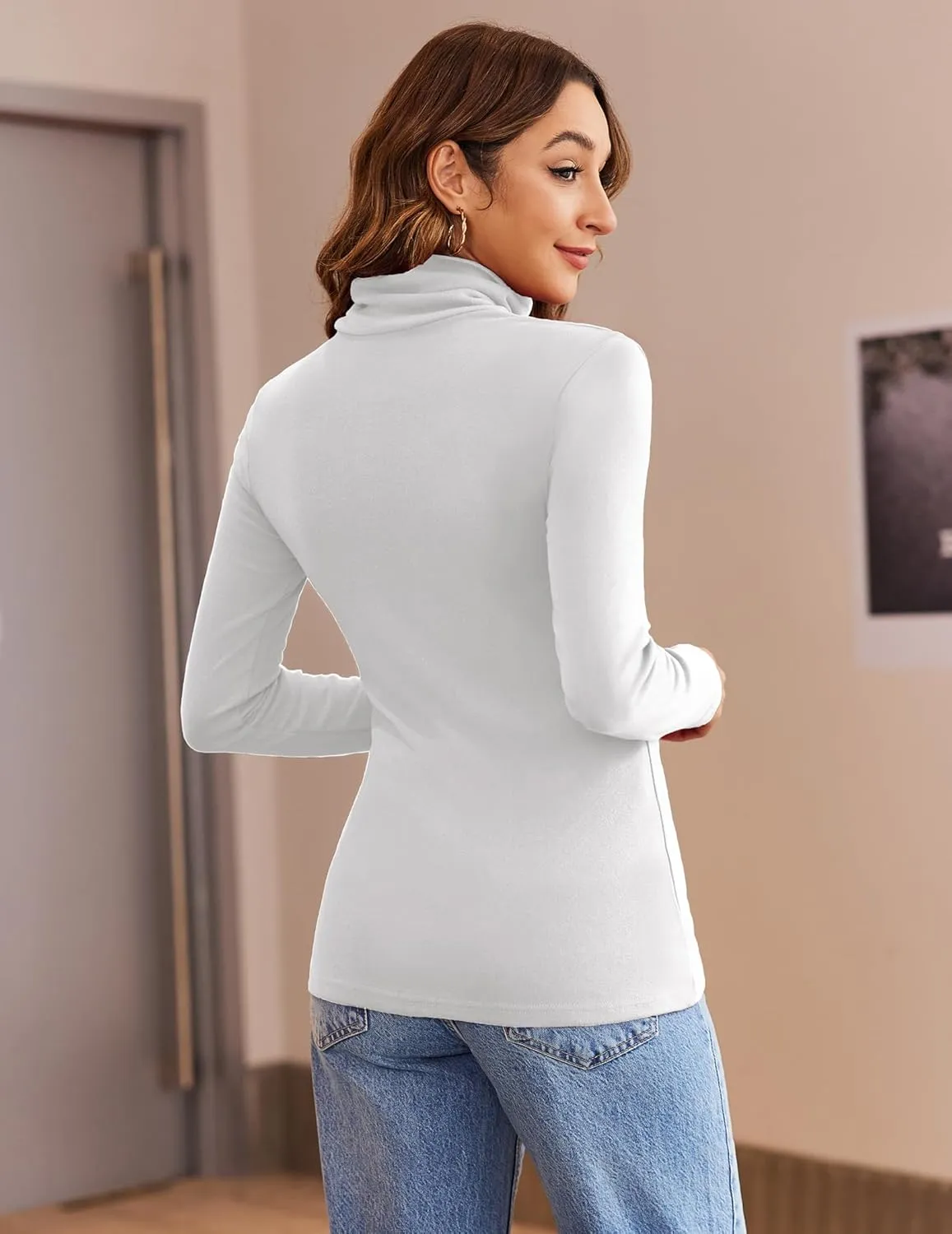 Zeagoo Womens Turtleneck Long Sleeve Shirts Soft Thermal Underwear Fall Fashion 2024 Tight Basic Layer Tops