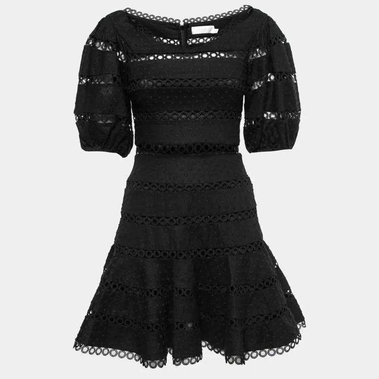 Zimmermann  Hailspot Cotton & Linen Lace Bowie Puff Sleeves Mini Dress