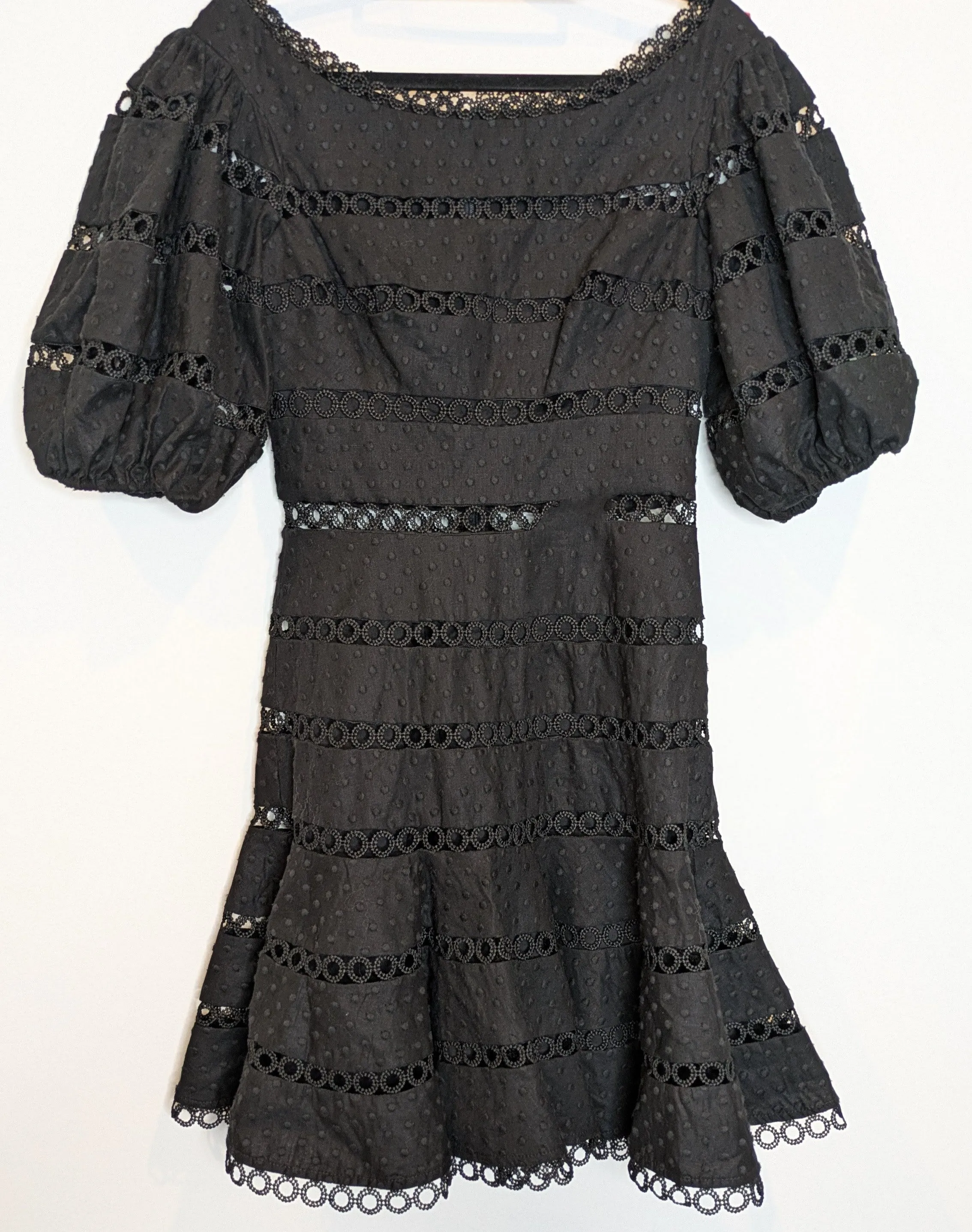 Zimmermann  Hailspot Cotton & Linen Lace Bowie Puff Sleeves Mini Dress