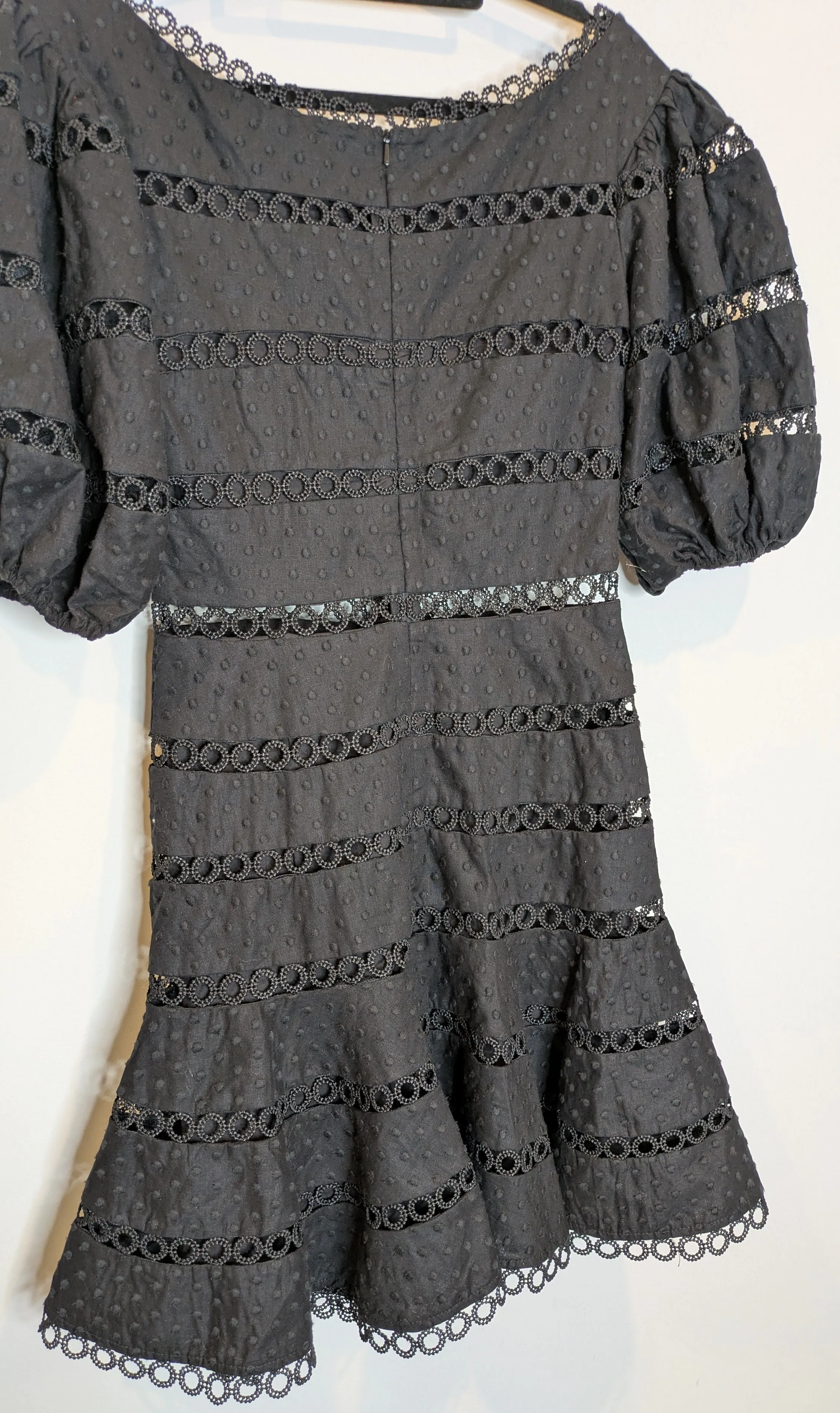 Zimmermann  Hailspot Cotton & Linen Lace Bowie Puff Sleeves Mini Dress